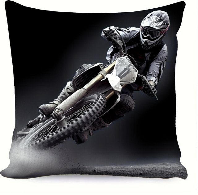 JMG Clothing Kissenbezug Moto Biker Extremsport Motocross Racing in Schwarz, B/H: 40 x 40 cm - Bild 1