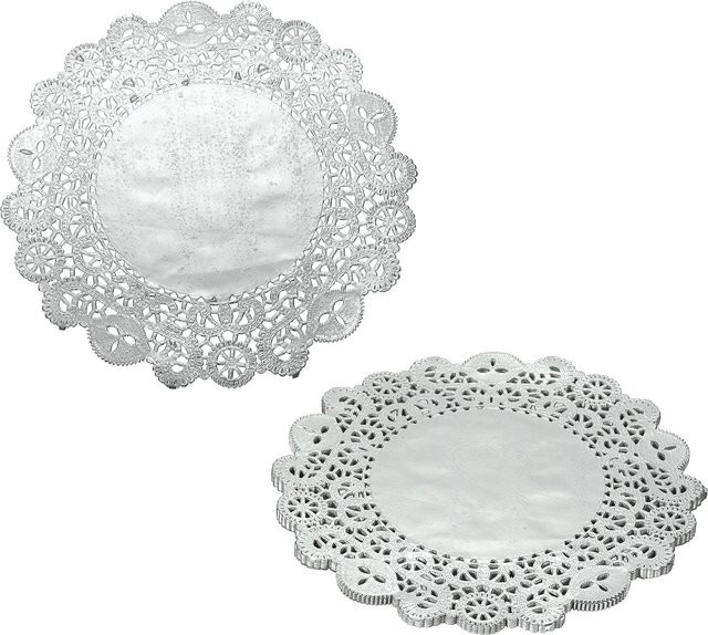 UXCELL Papier-Doilies 50 Stück, runde dekorative Spitzen-Tischsets in Weiß und Gold für Party und DIY - Bild 1