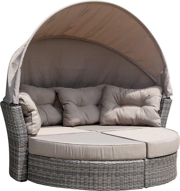 DEGAMO Relaxinsel MARBELLA aus Alu und Polyrattan in Grau Bicolor mit Polstern in Taupe - Bild 1