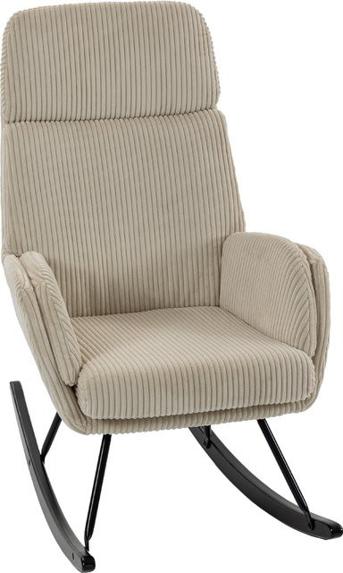HOMCOM Schaukelstuhl aus Cordvelours mit hoher Rückenlehne und Armlehnen in Beige - Bild 1