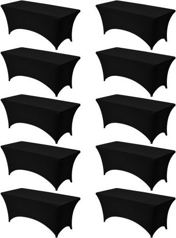 VEVOR 10er Pack Stretch-Tischdecken aus Spandex für rechteckige 6FT Tische, knitterfrei und waschbar, Schwarz - Bild 1