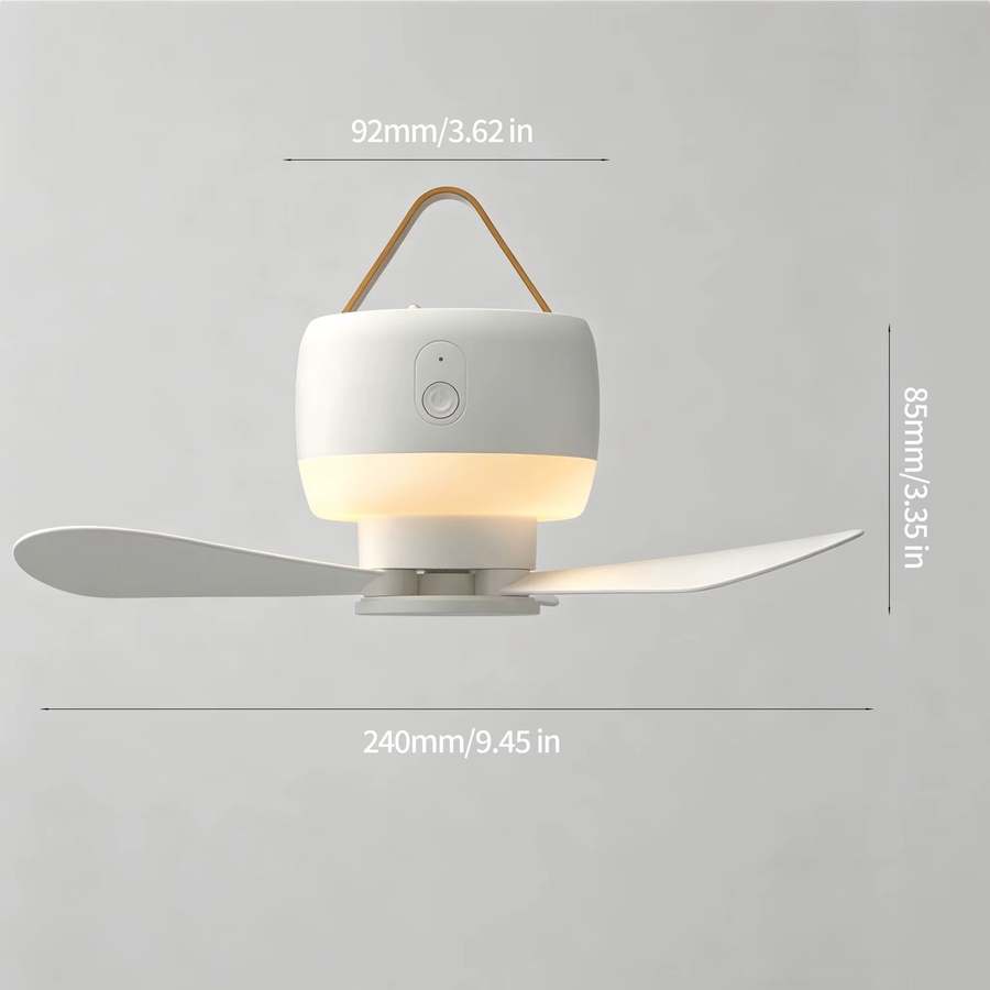 TENGKESi Outdoor-Camping-Deckenventilator mit Fernbedienung und Beleuchtung, USB, tragbar, Farbe: Weiß - Bild 2
