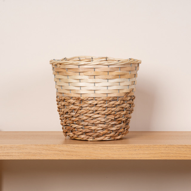 Seegras Pflanzenkorb von BLUME2000 in Braun und Beige für den Tisch, Höhe: 25 cm, Breite: 21 cm - Bild 1
