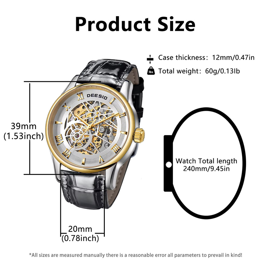 Deesio Armbanduhr Automatik, Edelstahl, Leder, Herren - Bild 5