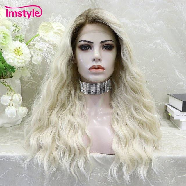 Imstyle Perücke, Ombre Blonde, synthetische Spitze-Front, tiefe Wellen, Damen - Bild 1