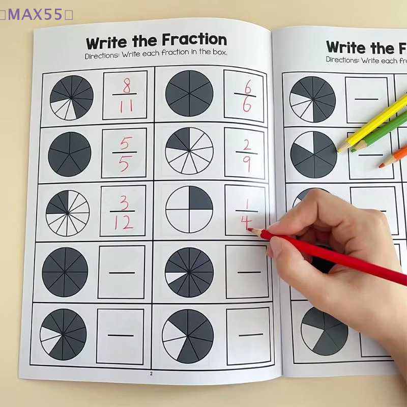 MAX-55 Montessori-Bruchrechen-Arbeitsbuch für die 3. und 4. Klasse zur Arithmetik und kognitiven Förderung in Grundschulmathematik - Bild 2