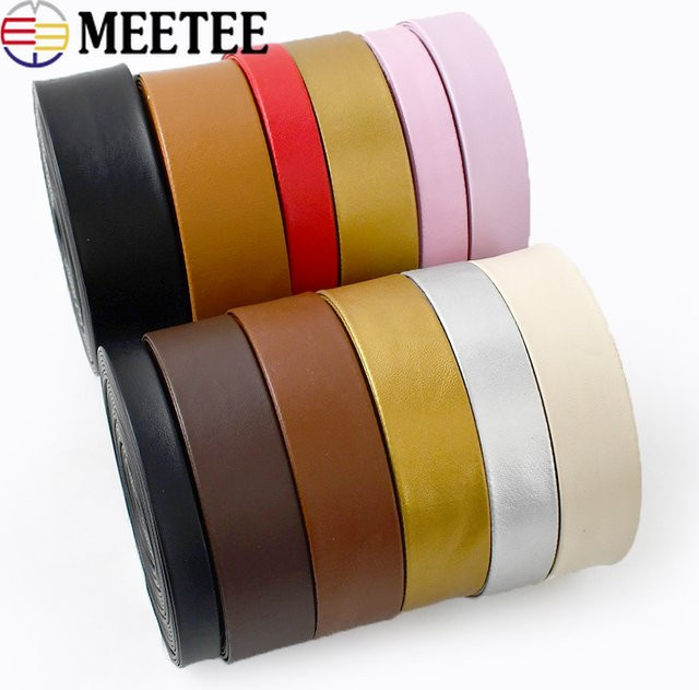 Meetee Synthetisches PU Leder Gurtband in Pink und Multicolour, 5m Länge, Breite: 5-30mm, DIY Nähzubehör - Bild 1