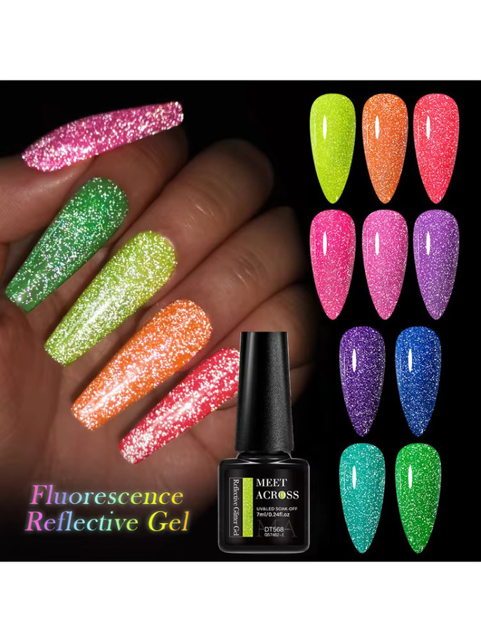 MEET ACROSS Glitzer-Gel-Nagellack, Neonfarbe, glänzend - Bild 6