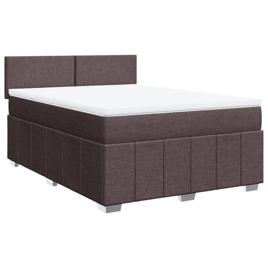 vidaXL Boxspringbett Dunkelbraun mit Matratze und Kopfteil aus Stoff, Hybrid-Bett mit Taschenfederkern, B/T: 160 x 200 cm - Bild 2
