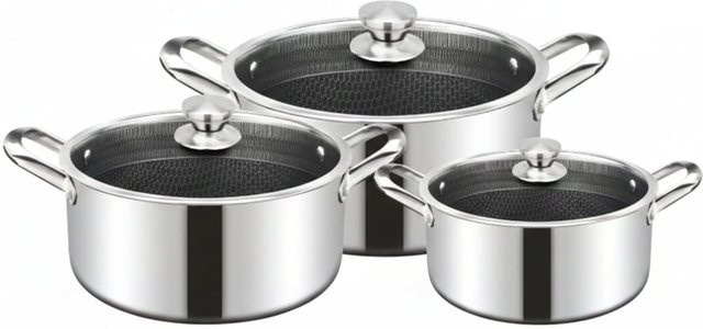 6-teiliges Cheffinger Kochtopfset aus Edelstahl in Silber mit Glasdeckeln - Bild 1