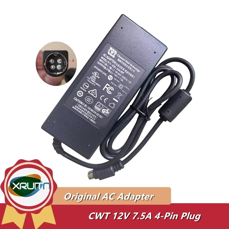 CWT AC-Adapter-Ladegerät für Netgear RN104104 RN10442D 200NAS RN10400 ReadNAS, 12V 7,5A, 4-Pin, Schwarz - Bild 1