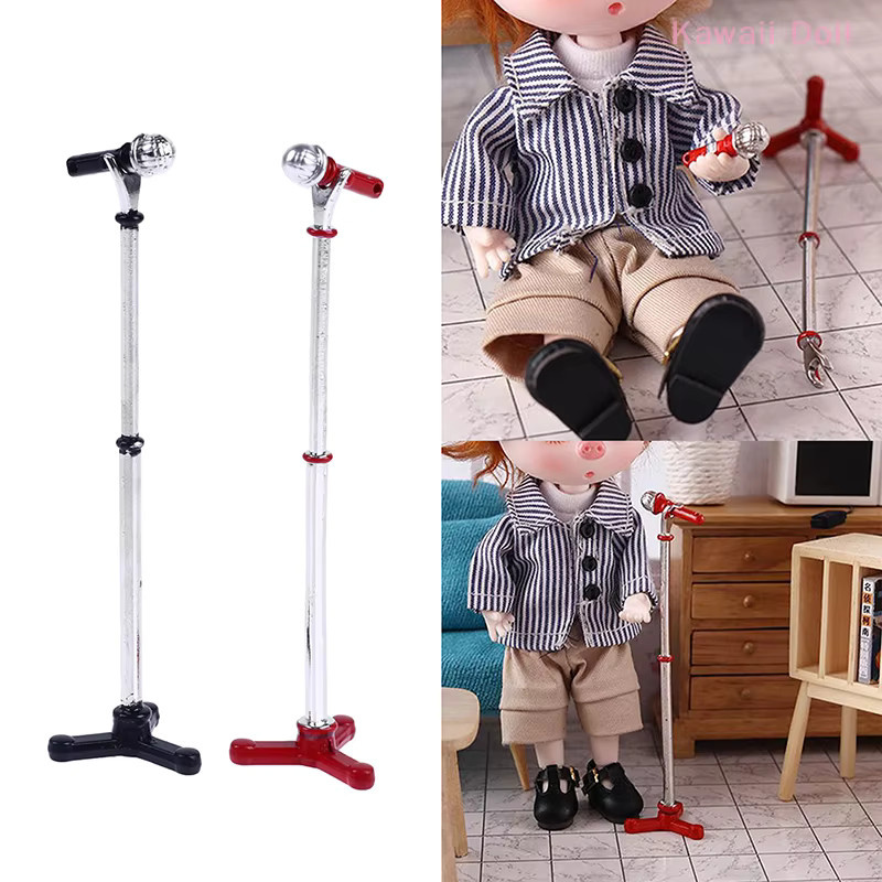 DIAPER&CORED Mikrofon Modell mit Ständer, Musikinstrument, 1:12 Puppenhaus Miniatur - Bild 2