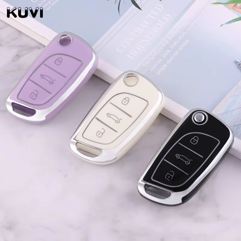 Kuvi TPU Schlüsselhülle für Peugeot 308 408 3008 5008 407 und Citroen C4 Picasso C3 C5 X7 mit 3 Tasten - Bild 3