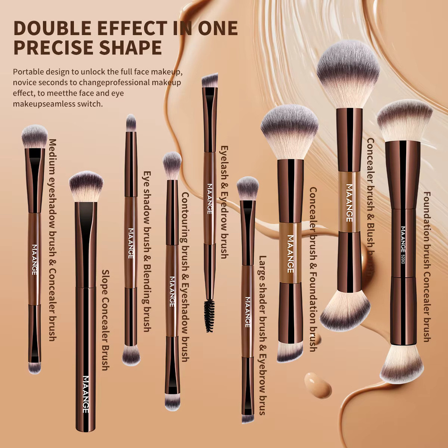 MAANGE Make-up-Pinsel Set, 9 Stück, Braun, Unisex - Bild 3