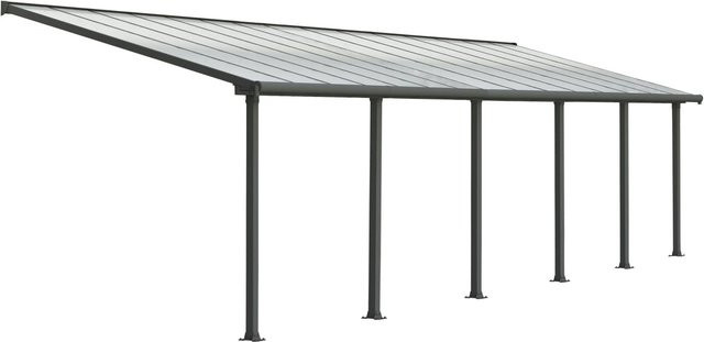 Palram - Canopia Olympia Terrassenüberdachung aus Polycarbonat in Anthrazit und Klar, B: 920 cm, T: 300 cm - Bild 1