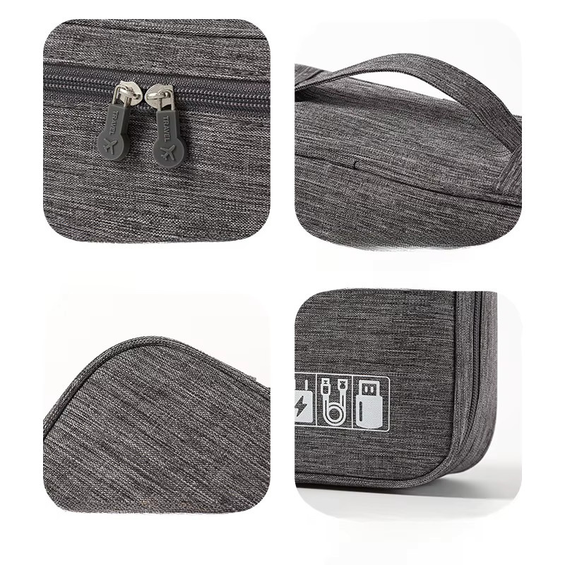 Multifunktionale digitale Reisetasche mit großer Kapazität und USB-Aufbewahrung für Powerbank und Datenkabel in Schwarz und Grau - Bild 3