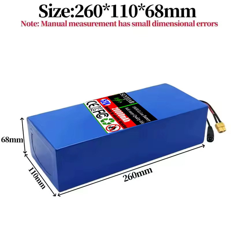 SUYIJIA Lithium-Ionen-Akku 14S5P 52V 20000mAh mit BMS für Elektro-Scooter und Mountainbikes inklusive Ladegerät, Blau - Bild 4