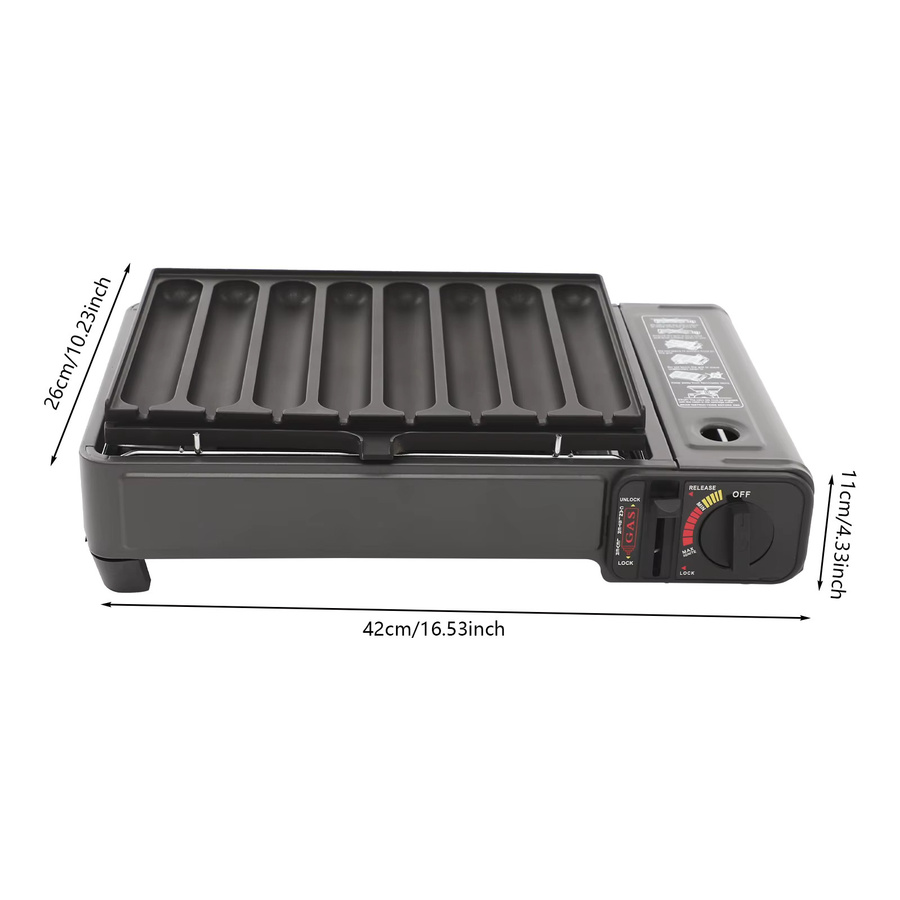 Bymaocar Tragbarer Gaskocher für Outdoor und Camping, 2,2KW Tischkocher aus verzinktem Eisenblech, Schwarz, geeignet für Butan und LPG - Bild 2