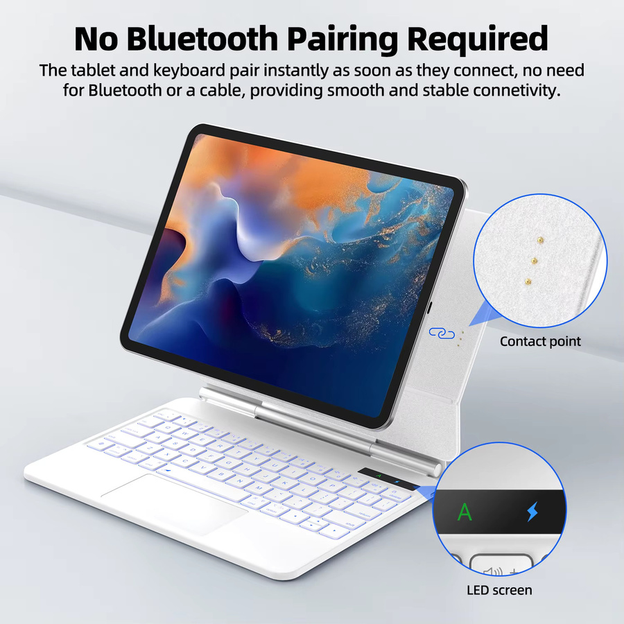 GOOJODOQ Smart Pogo Pin Tastaturhülle mit Trackpad für iPad Air 11 2025 M3, iPad Air 6 11 2024, iPad Pro 11 sowie iPad Air 4 und 5 10.9 in Schwarz oder Weiß - Bild 2