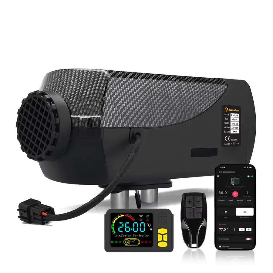 Sunster Dieselheizung SH B2 mit LCD Display, Bluetooth und Fernbedienung, 2KW, Schwarz - Bild 6