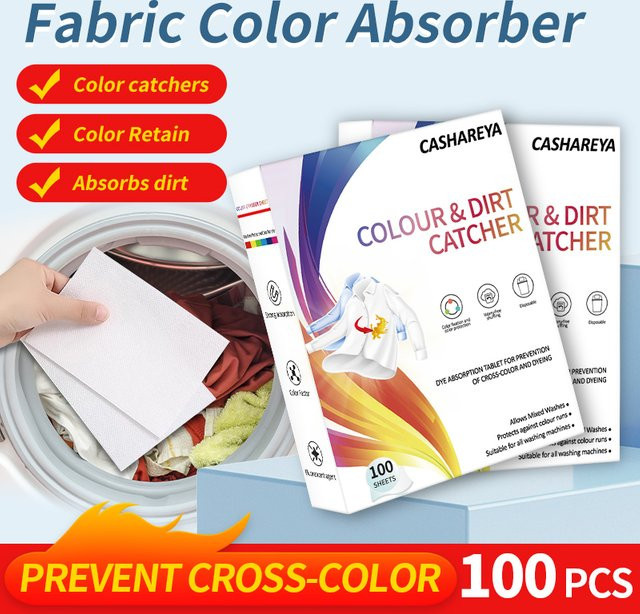 100 Blatt Farbfänger-Wäschelein Farbstoffabsorbierendes Papier für die Waschmaschine in Weiß und Multicolor zur Vermeidung von Farblauf und Fleckenübertragung - Bild 1