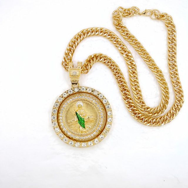 Lucky Star Jewelry Halskette, 14K vergoldet, Münzanhänger, Zirkonia, Herren - Bild 1