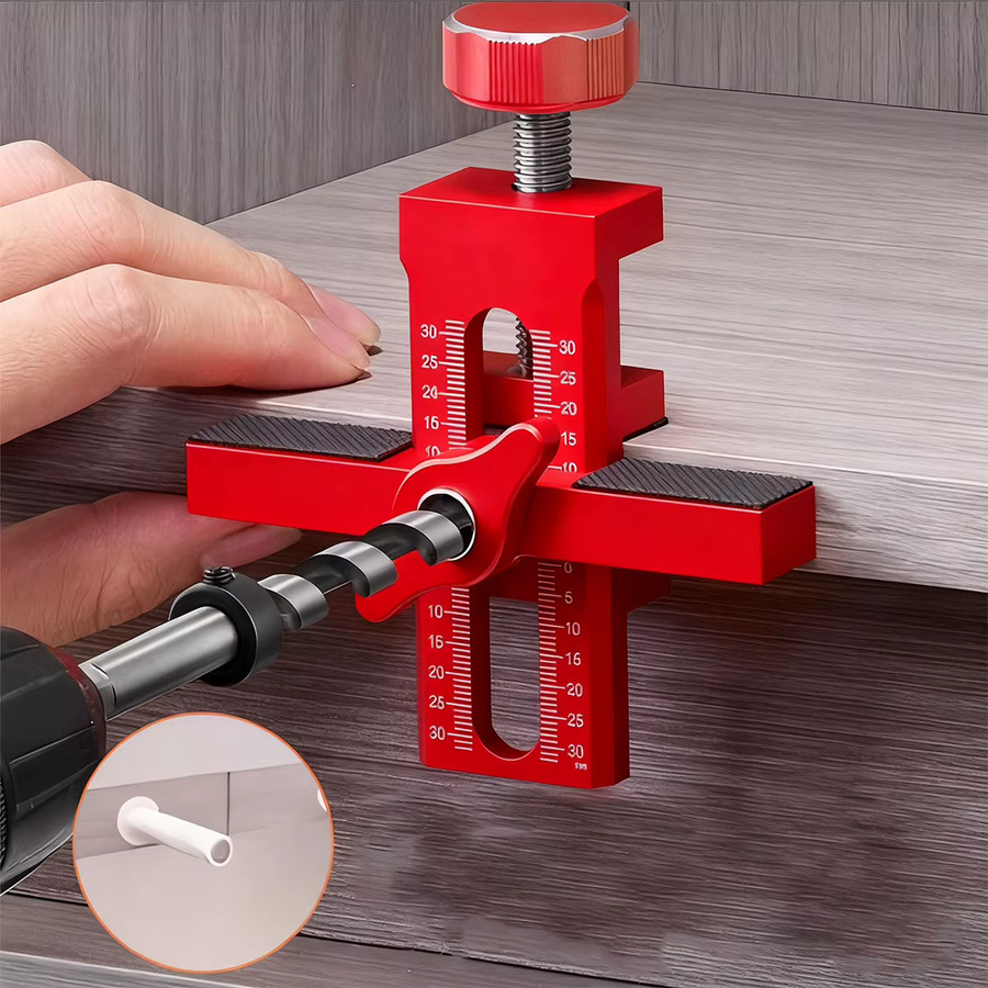 Wnew 2-in-1 Montagevorrichtung für Schranktüren aus Aluminiumlegierung mit Rückprallvorrichtung und verstellbarem Installationspositionierer - Bild 4