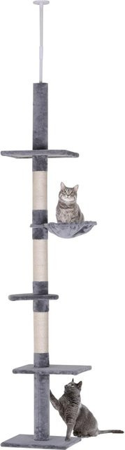 PawHut Kratzbaum für Katzen in Grau mit Sisalsäulen und Plüsch, B/T/H: 40 x 40 x 230 cm - Bild 1