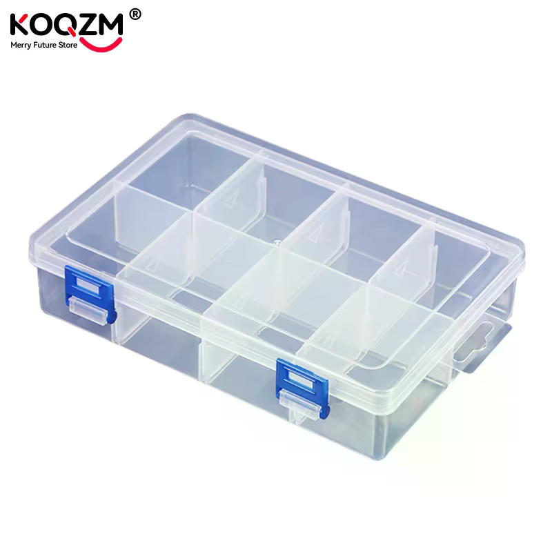 KOQZM Multifunktionaler Werkzeugkoffer mit 8 Fächern, Transparente Kunststoff-Aufbewahrungsbox für Schrauben und Elektronikkomponenten, B/T/H: 20 x 13,5 x 4,5 cm - Bild 3