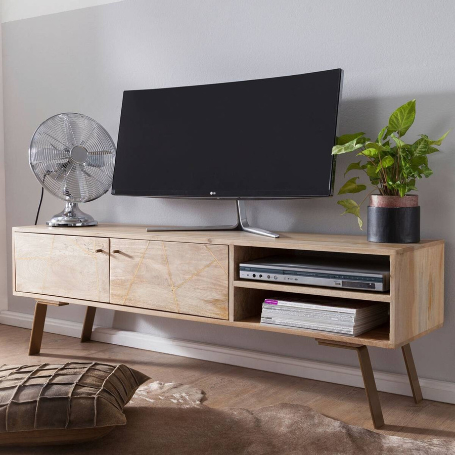 Wohnling Lowboard aus Mangoholz in Braun im Landhausstil, B/H/T: 145 x 47 x 35 cm - Bild 3