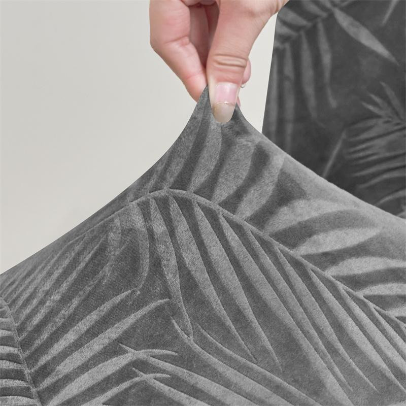 Weicher Samt Esszimmerstuhlbezug mit Blätter-Jacquard-Muster von Household supplies MH, elastische und schmutzabweisende Stuhlhusse für deinen Esstisch - Bild 2