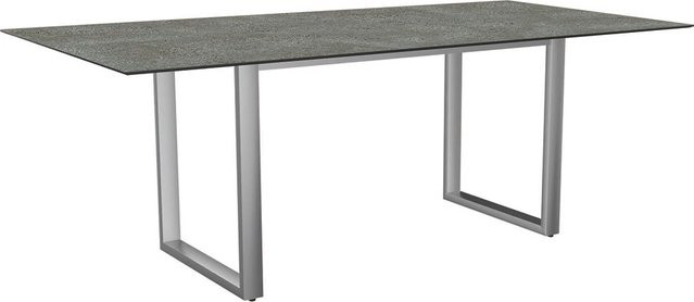 Stern Kufentisch Silverstar 2.0 Dekor Flint aus Edelstahl in Grau, B/T: 200 x 100 cm - Bild 1