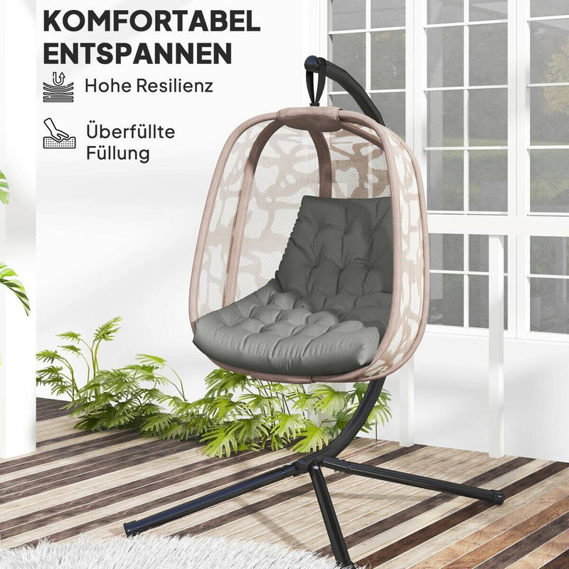 Outsunny Sitzkissen grau aus Schaumstoff mit Polyesterbezug, B/H/L: 100 x 8 x 120 cm - Bild 4