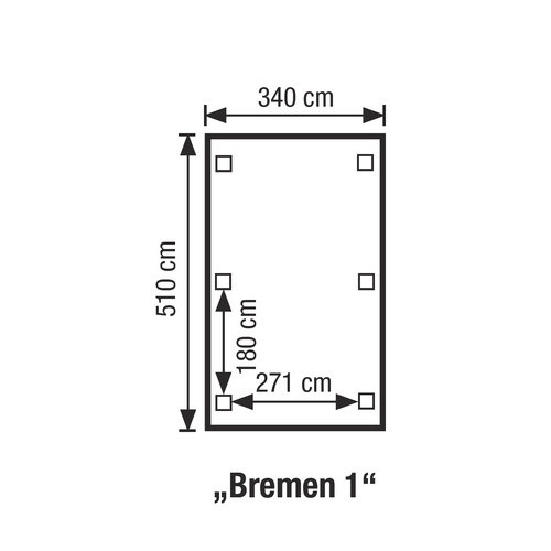 Mr. GARDENER Einzelcarport Bremen 1 aus Holz in Braun und Anthrazit, B/T/H: 340 x 510 x 230 cm - Bild 2