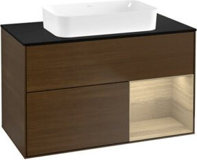 V&B Waschtischunterschrank Finion mit Wandbeleuchtung in Walnuss Eiche, B/T/H: 100 x 60,3 cm - Bild 1