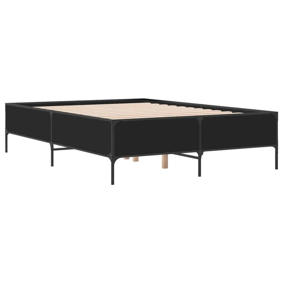 vidaXL Bettgestell aus Holzwerkstoff und Stahl in Schwarz B/T/H: 138 x 138 x 44 cm - Bild 2