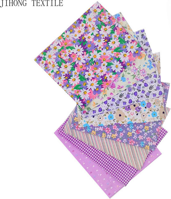JIHONG TEXTILE Baumwoll-Patchwork-Stoff Lila Blumenbündel für DIY-Nähprojekte und Handarbeiten, 8 Stück, 25 x 25 cm - Bild 1