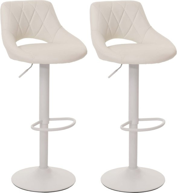 2er-Set Barhocker MCW N64 in Weiß aus Kunstleder und Metall mit drehbarer Sitzfläche - Bild 1
