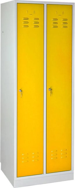 PROREGAL Garderobenschrank Ermine mit 2 Türen, Farbe: Lichtgrau und Gelb, H x B x T: 177,5 x 60 x 50 cm - Bild 1