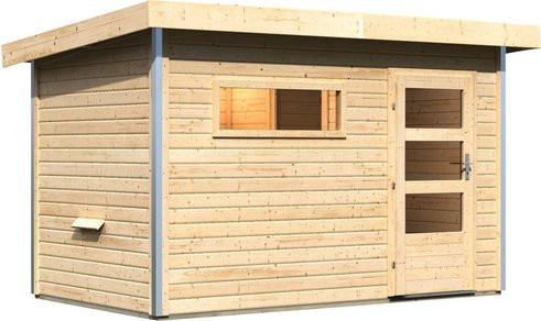 Karibu Saunahaus Schwanenburg 1 aus Fichte in Beige, B/T/H: 337 x 196 x 228 cm - Bild 1