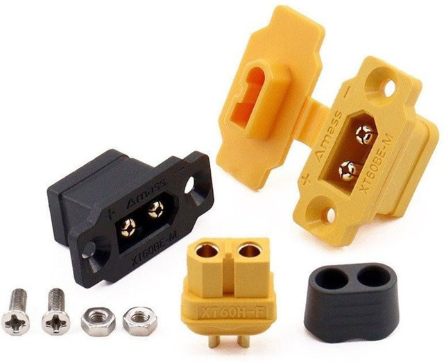 Amass XT60BE-M-F Stecker mit Abdeckung in Schwarz und Gelb - Bild 1