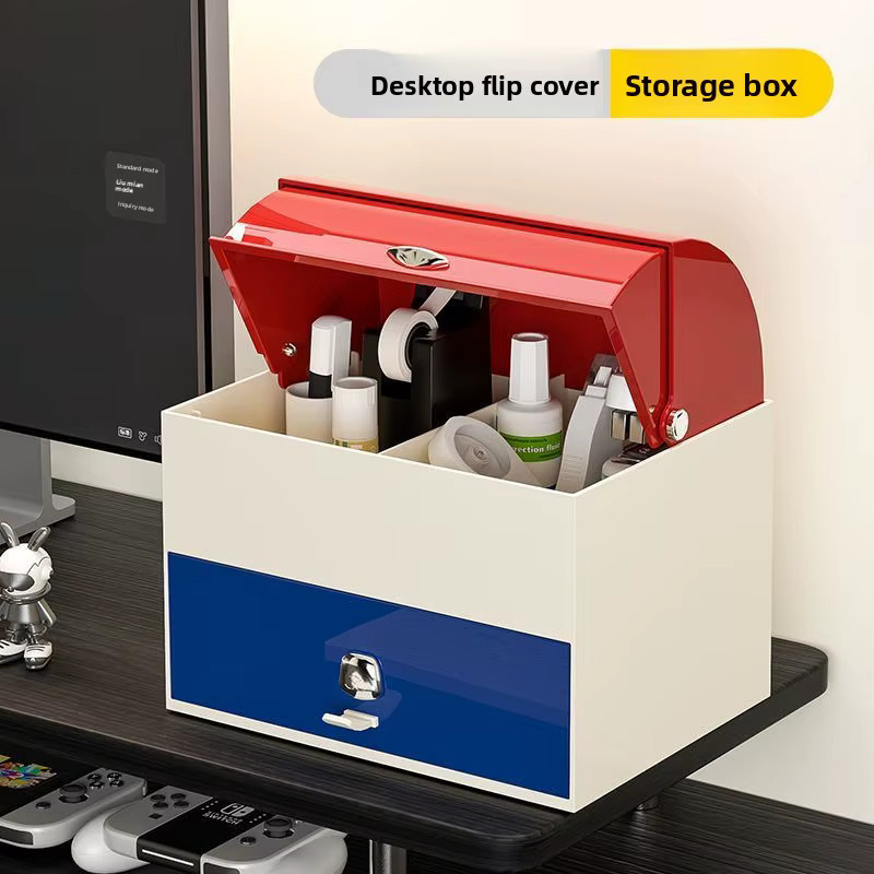 Desktop Organizer Box aus Kunststoff mit mehreren Fächern für Büro und Kosmetik - Bild 3