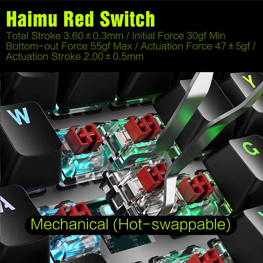 MRSVI K1 PRO Mechanische Gaming-Tastatur in Schwarz, 80 % Layout mit Visuellem LCD-KI-Display, RGB-Hintergrundbeleuchtung, Rote Achse und Hot-Swap, kabelgebunden mit abnehmbarem Kabel - Bild 2