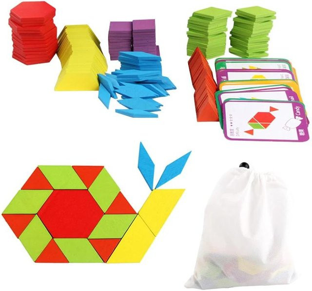 Geometrisches Form-Puzzle, Montessori Holzspielzeug, 155-teiliges Set, ab 3 Jahren - Bild 1