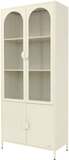 Vitrinenschrank ML-Design aus Stahl in Creme mit 4 Glastüren und 4 Regalfächern, B/T/H: 80 x 40 x 185 cm - Bild 1