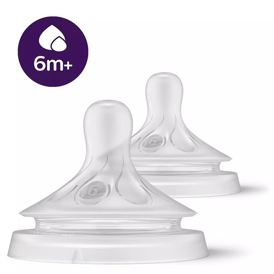 Philips Avent Natural Response Trinksauger 2er Pack aus Silikon für dickflüssige Nahrung, Stufe 6, ab 6 Monaten, BPA-frei - Bild 1