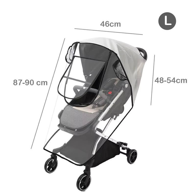 Transparente EVA Regenabdeckung für Baby- und Kinderwagen als wasserdichter Wind- und Staubschutz mit Reißverschluss - Bild 2