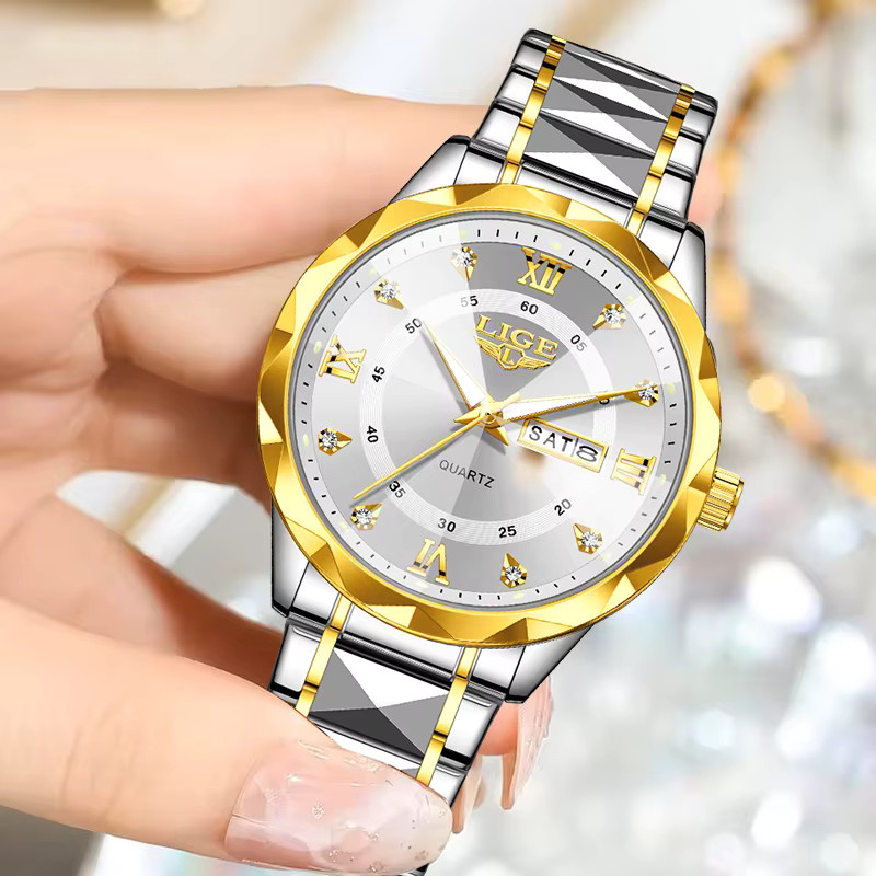LIGE Armbanduhr, Quarz, Edelstahl, Diamantbesetzt, Weiß, Damen - Bild 2