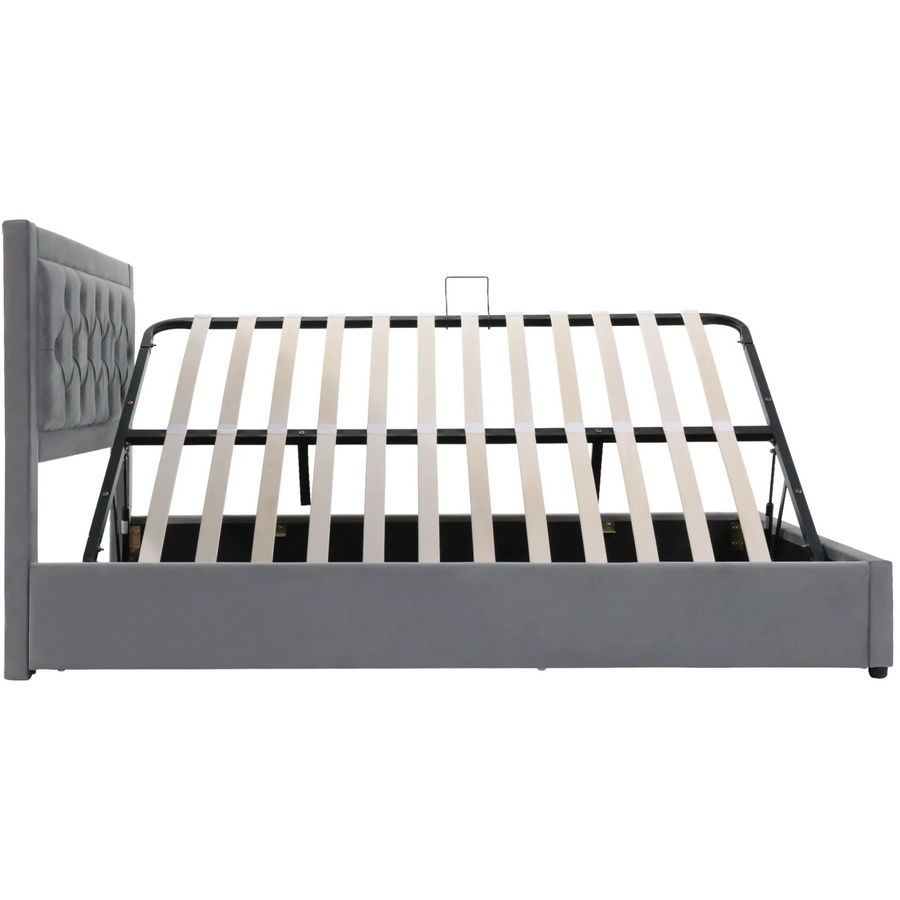 okwish Polsterbett mit Bettkasten in Grau, B/T/H: 140 x 200 cm - Bild 2