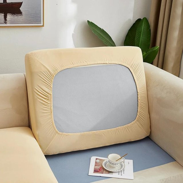 Yiran bag Elastischer Stretch-Sitzkissenbezug für Sofa und Sessel, Beige, Einfarbig - Bild 1